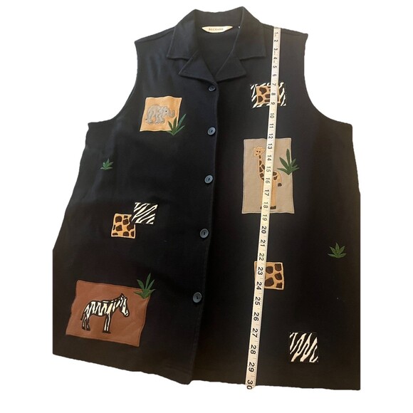 Bechmel Safari Animal Print Sleeveless Button Down Shirt Vest Top Cotton Size XL - Picture 10 of 15